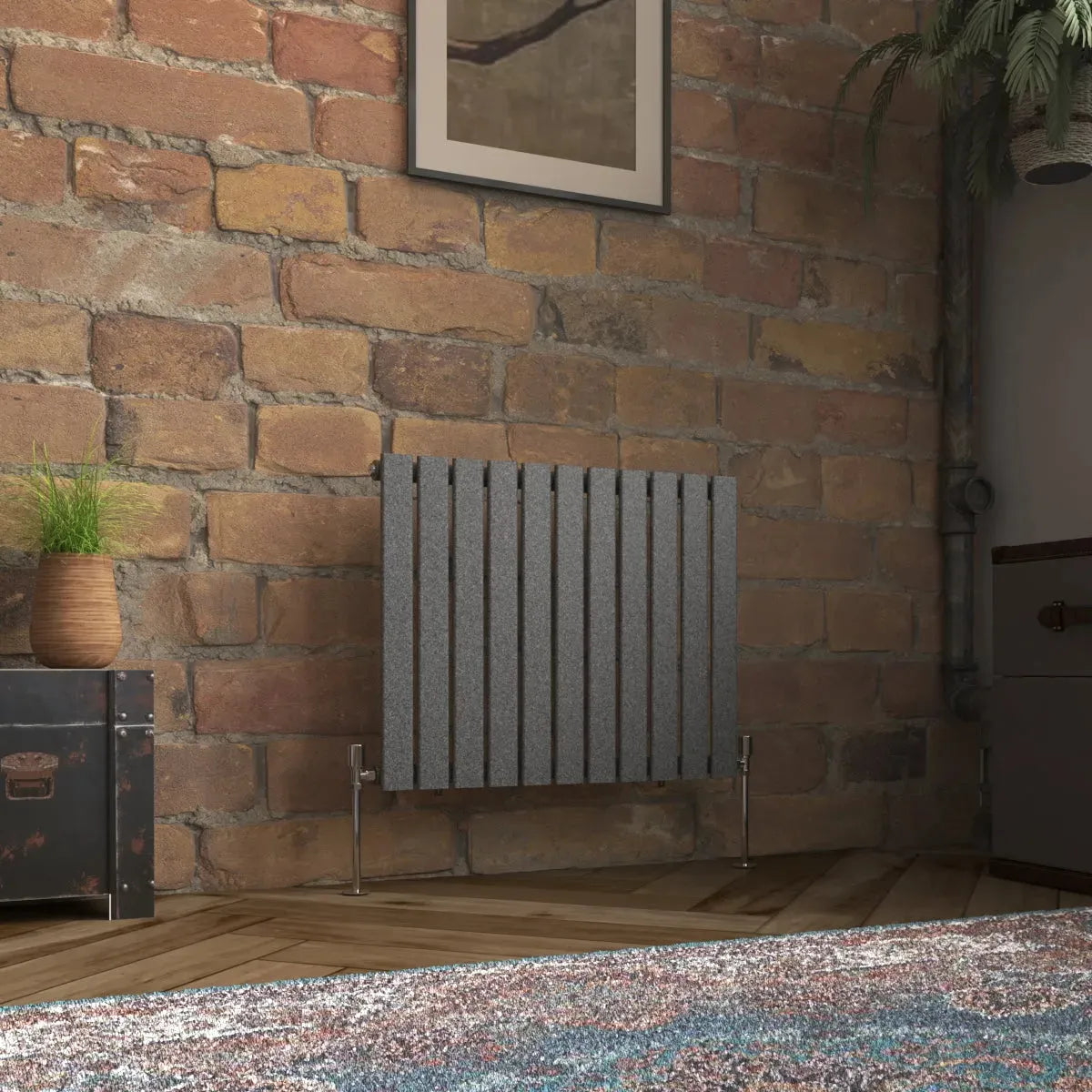 San Remo - Modern horizontal flat panel radiator blackened silver