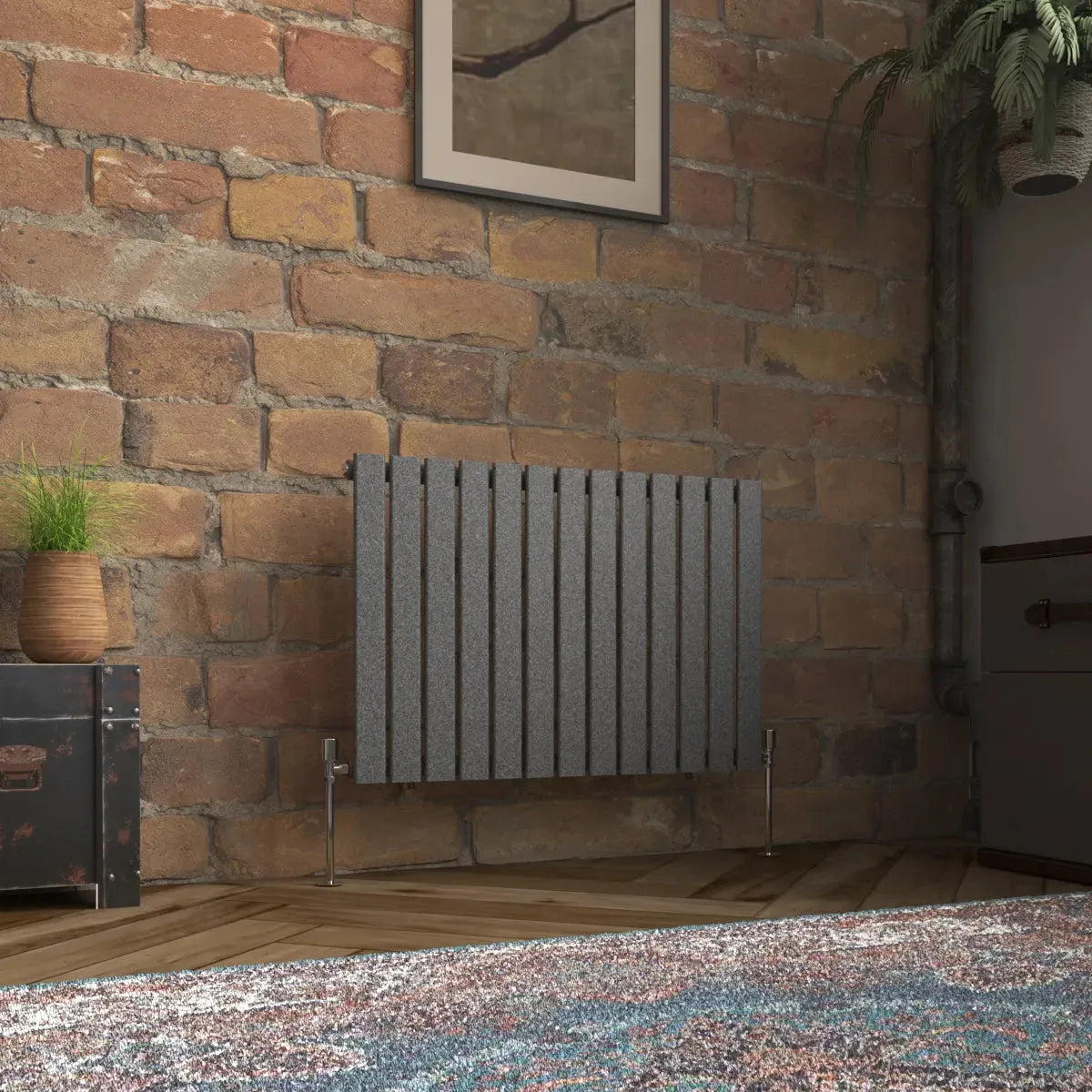 San Remo - Modern horizontal flat panel radiator blackened silver