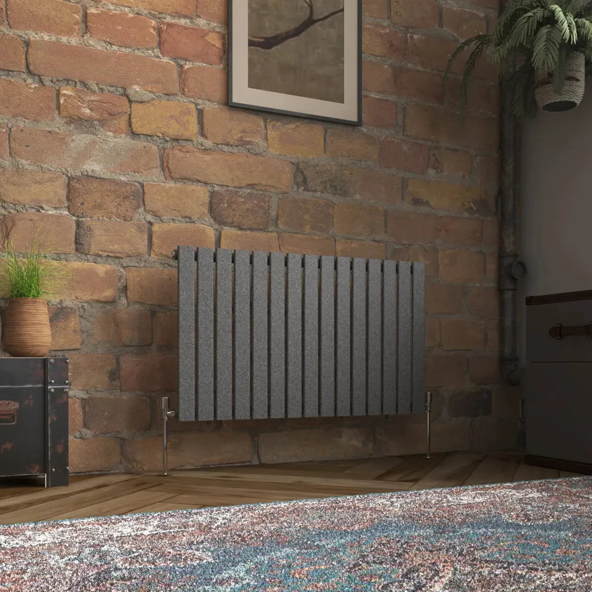 San Remo - Modern horizontal flat panel radiator blackened silver