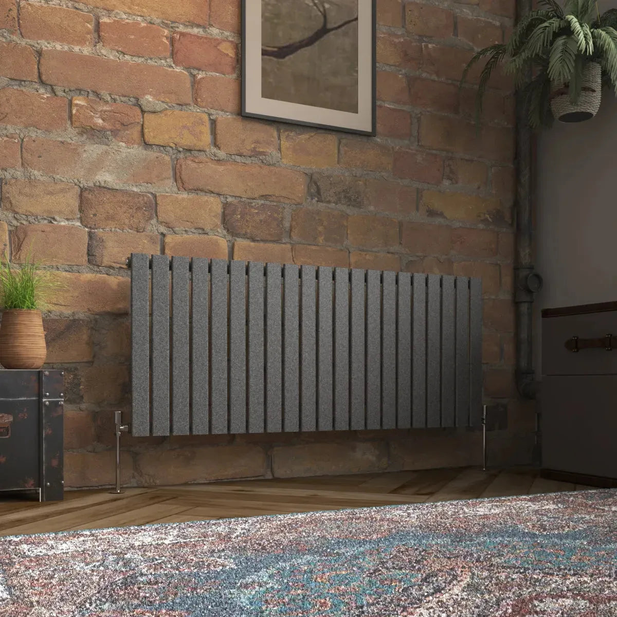 San Remo - Modern horizontal flat panel radiator blackened silver