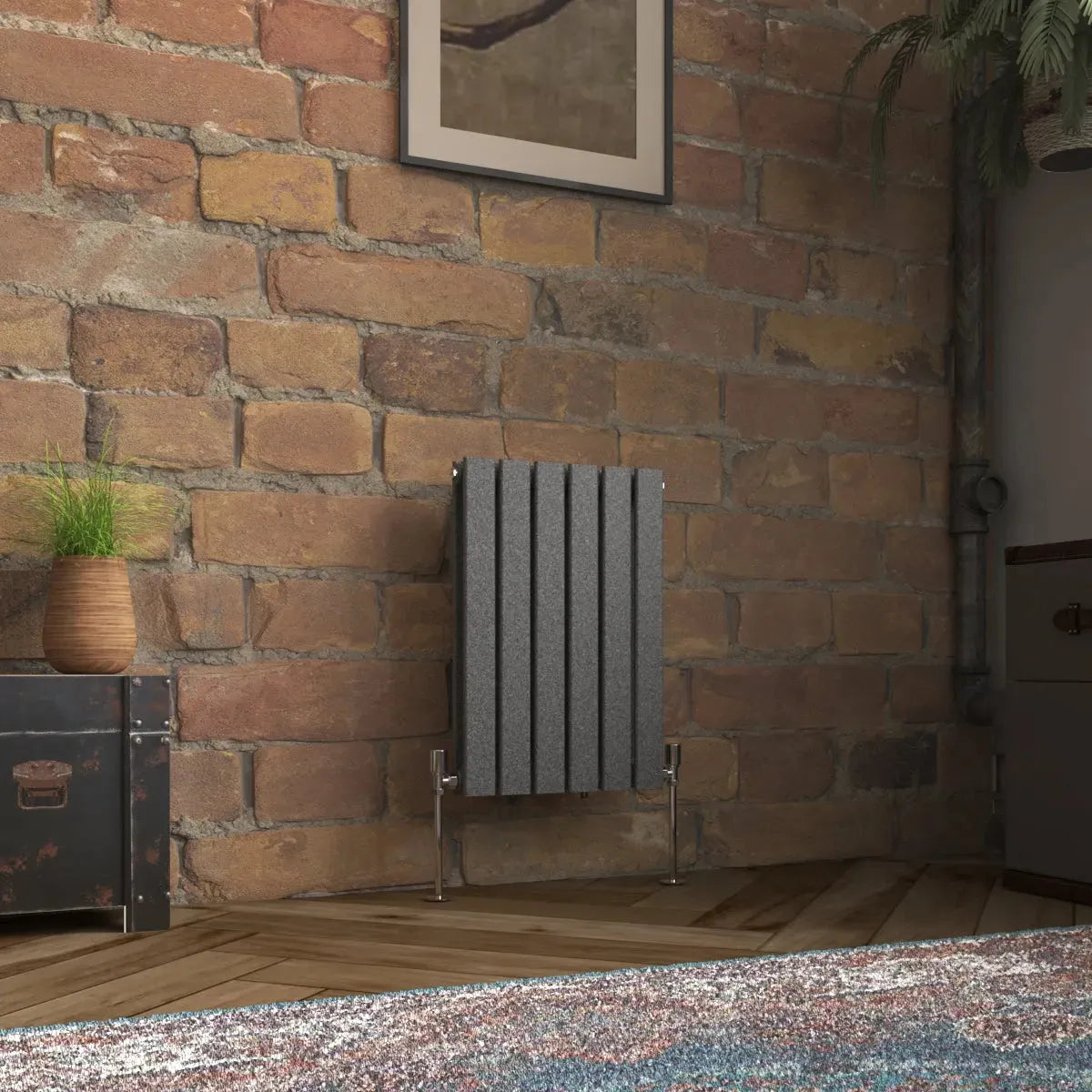 San Remo - Modern horizontal flat panel radiator blackened silver