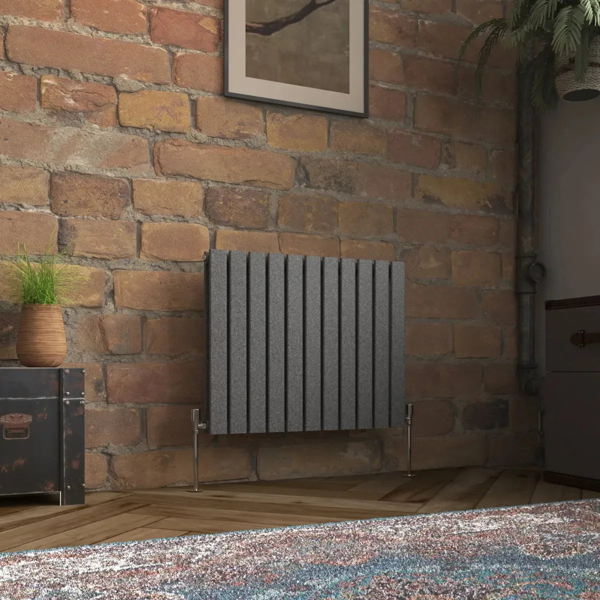 San Remo - Modern horizontal flat panel radiator blackened silver