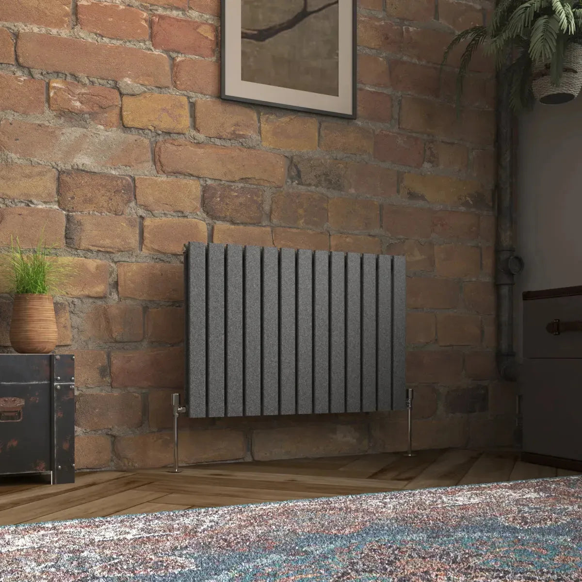 San Remo - Modern horizontal flat panel radiator blackened silver