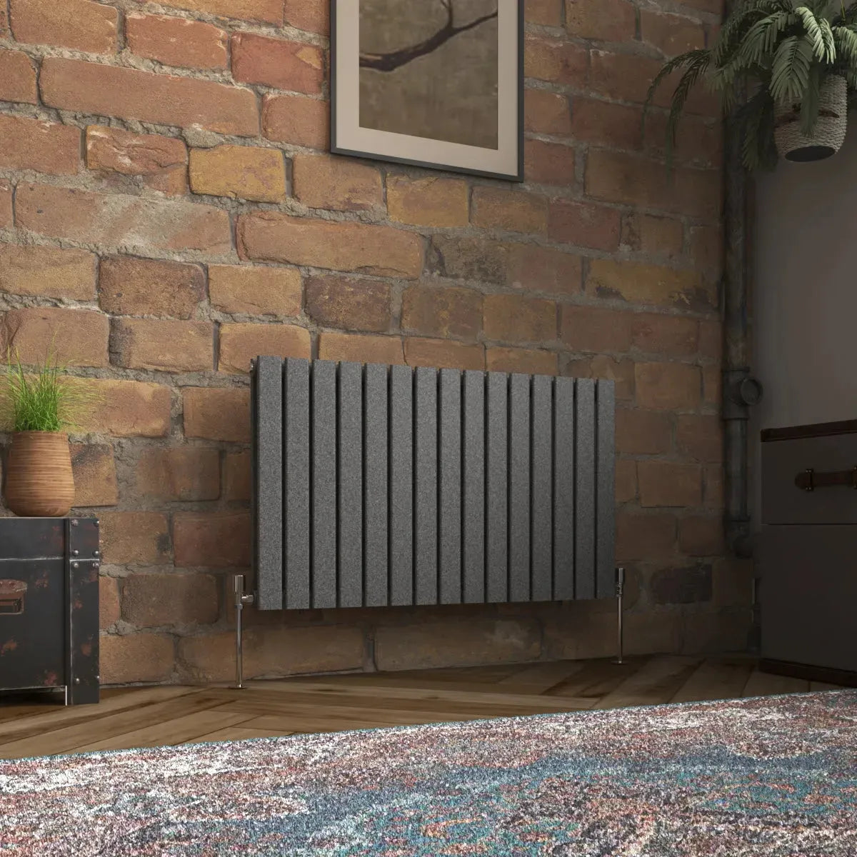 San Remo - Modern horizontal flat panel radiator blackened silver