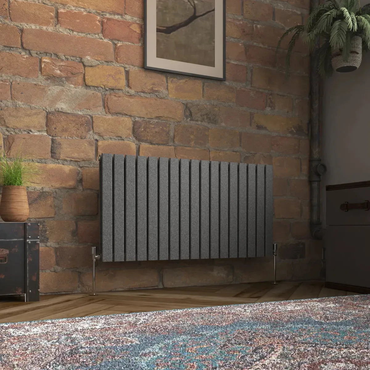 San Remo - Modern horizontal flat panel radiator blackened silver