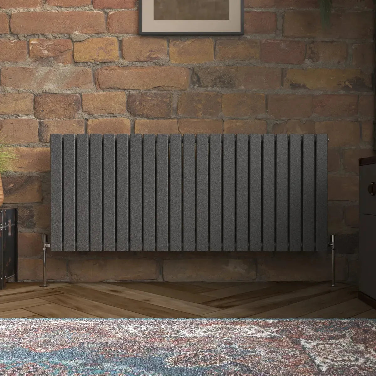 San Remo - Modern horizontal flat panel radiator blackened silver