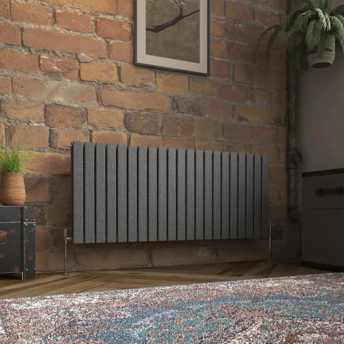 San Remo - Modern horizontal flat panel radiator blackened silver