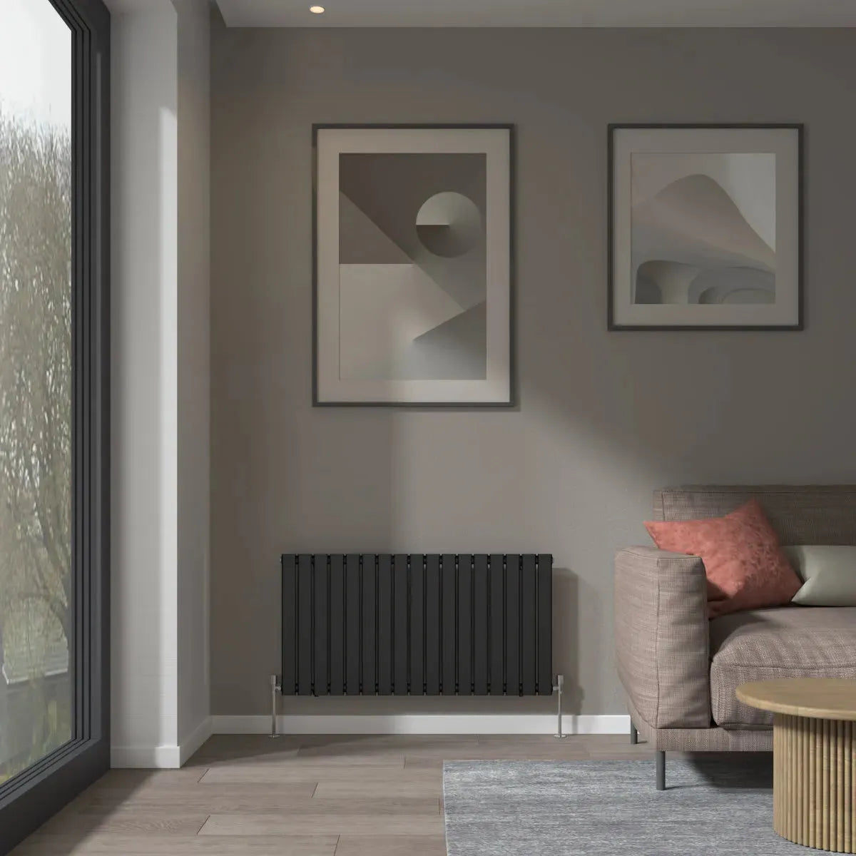 San Remo - Modern horizontal flat panel radiator black