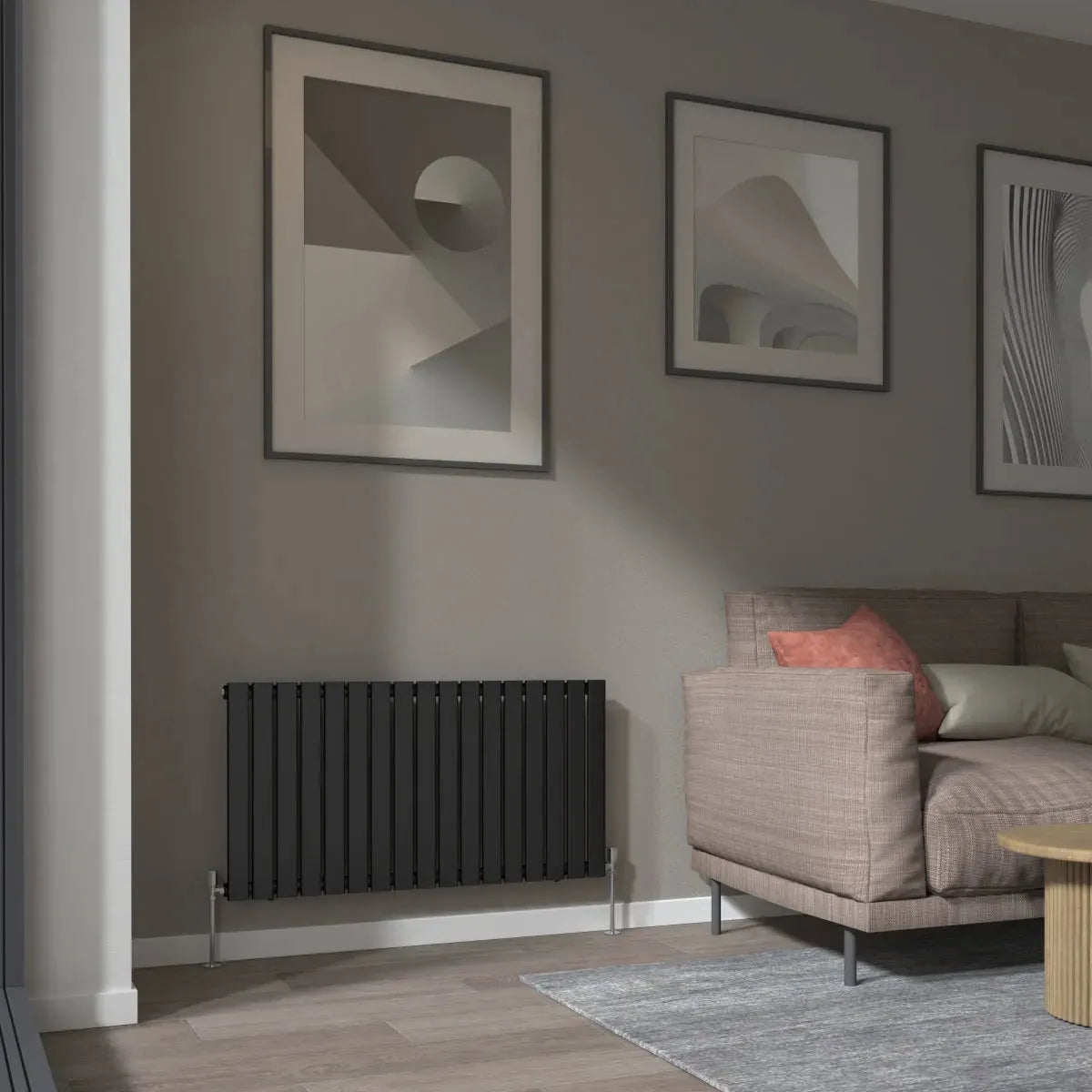 San Remo - Modern horizontal flat panel radiator black