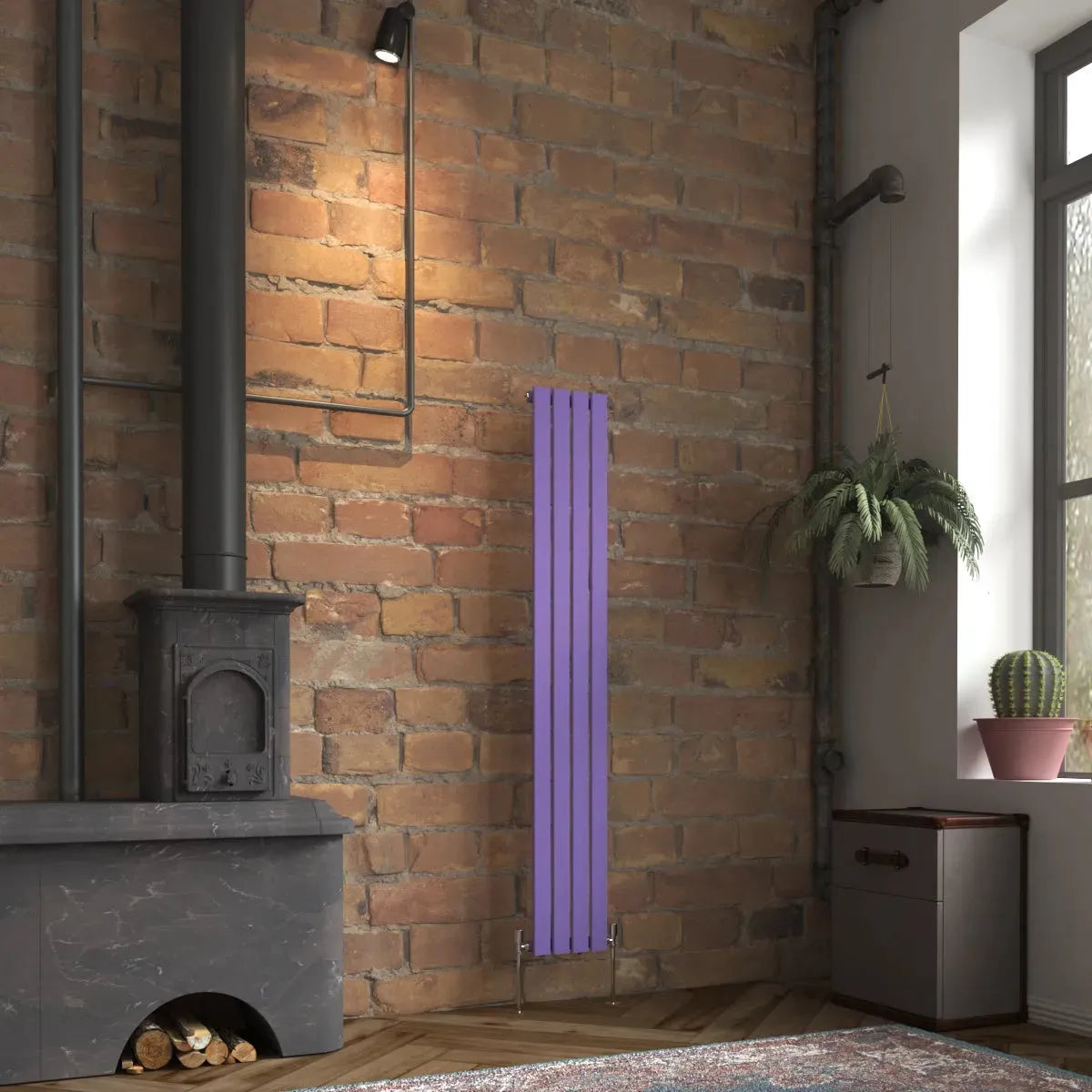 San Remo - Modern vertical flat panel radiator blue lilac