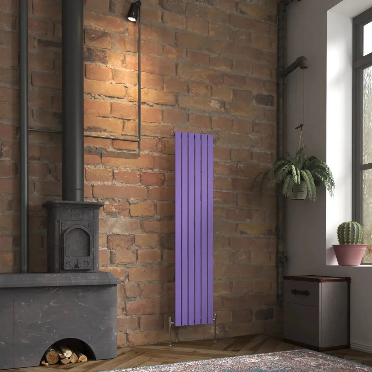 San Remo - Modern vertical flat panel radiator blue lilac