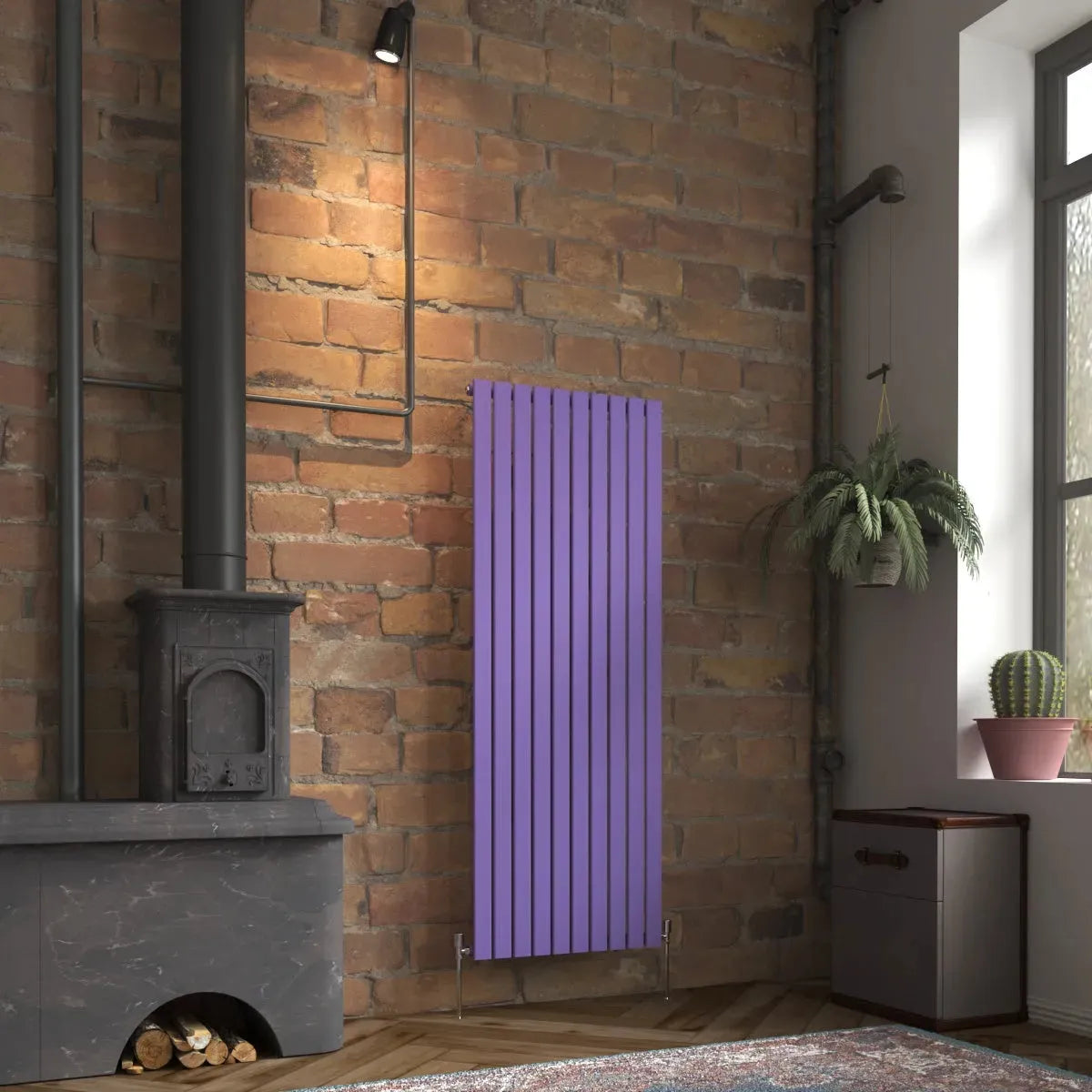 San Remo - Modern vertical flat panel radiator blue lilac