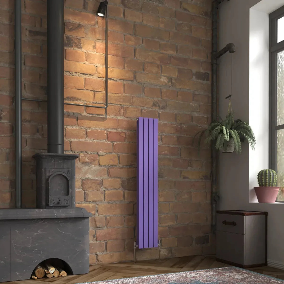 San Remo - Modern vertical flat panel radiator blue lilac