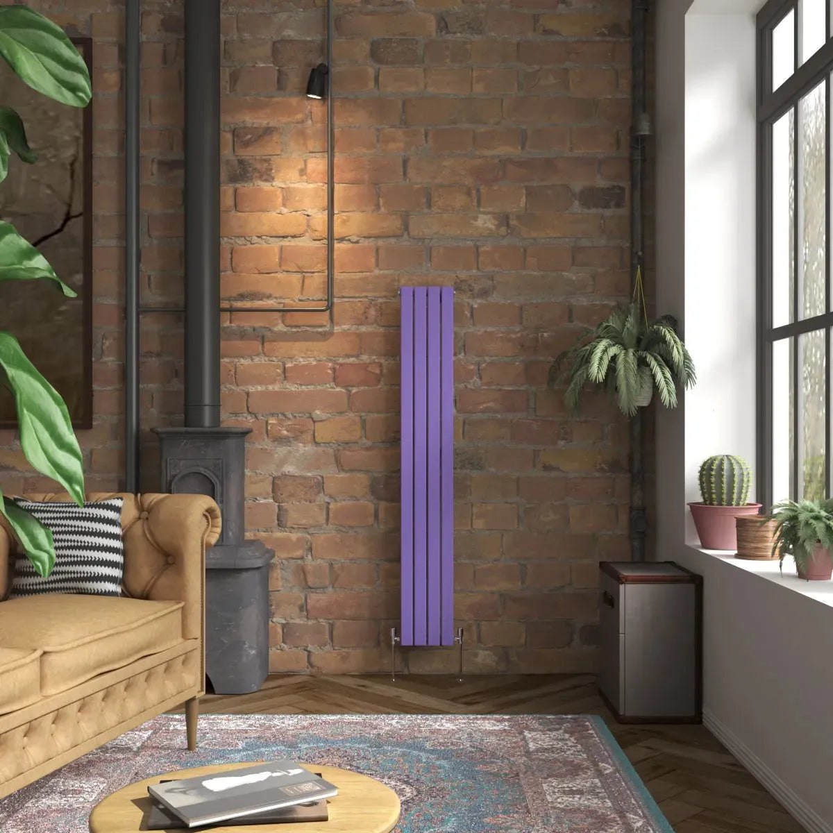 San Remo - Modern vertical flat panel radiator blue lilac