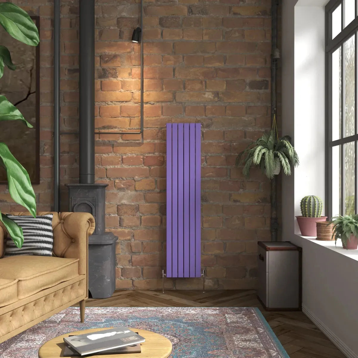 San Remo - Modern vertical flat panel radiator blue lilac