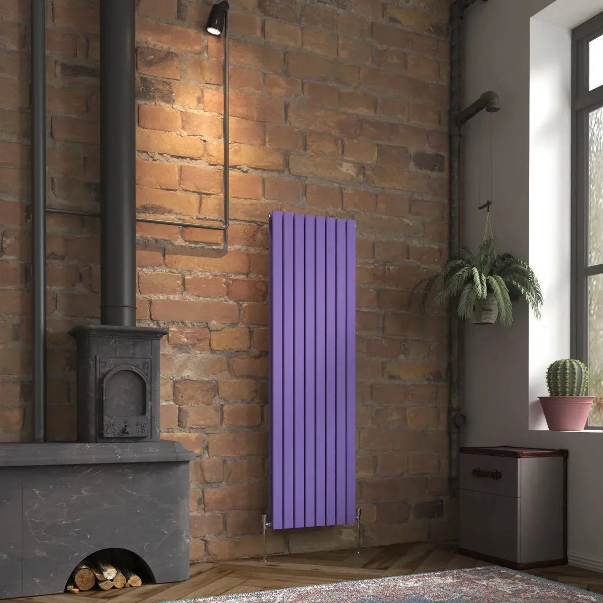 San Remo - Modern vertical flat panel radiator blue lilac