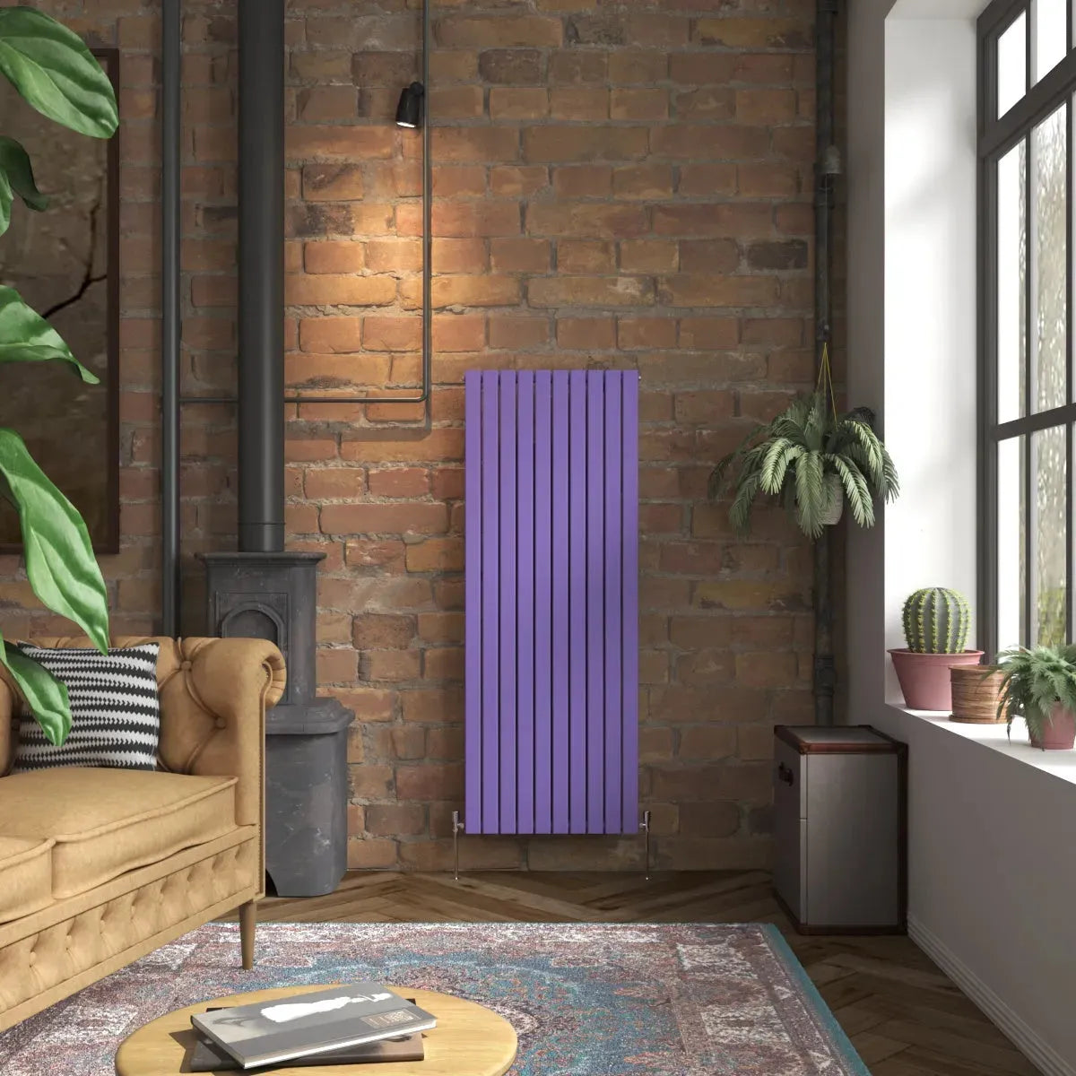 San Remo - Modern vertical flat panel radiator blue lilac