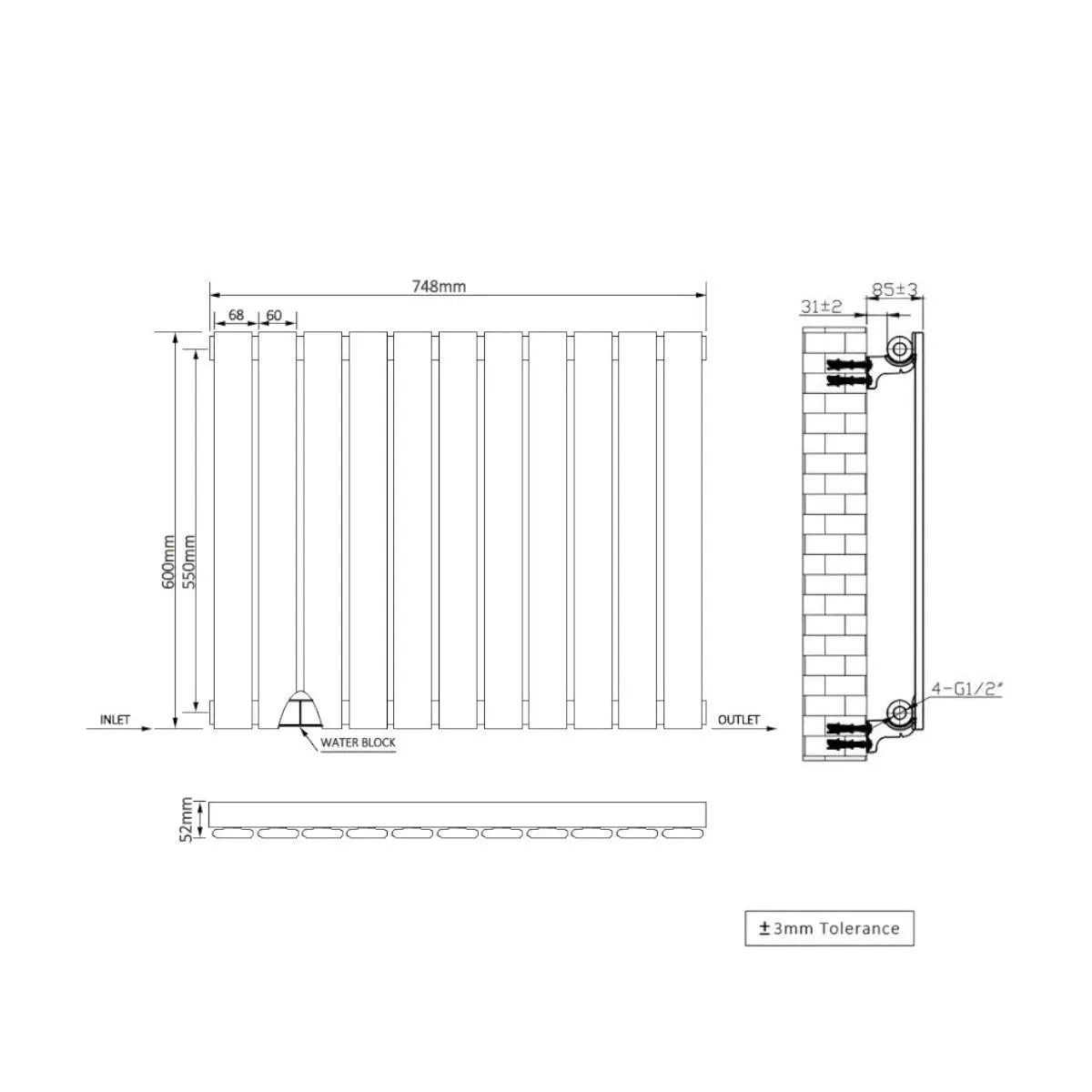 San Remo - Modern horizontal flat panel radiator chrome