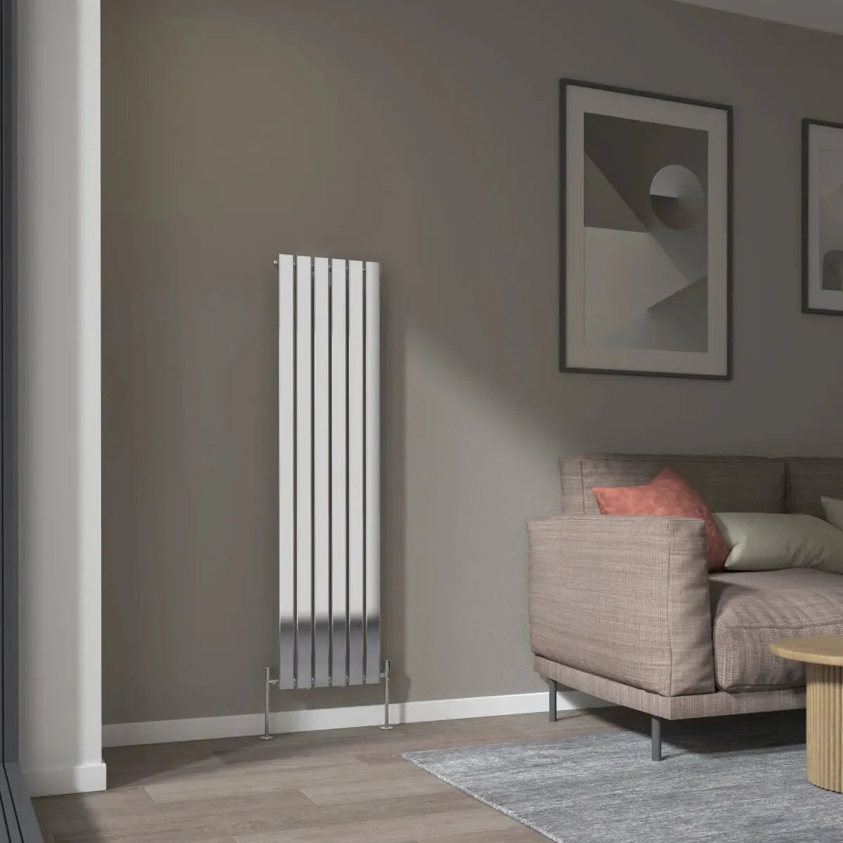 San Remo - Modern vertical flat panel radiator chrome