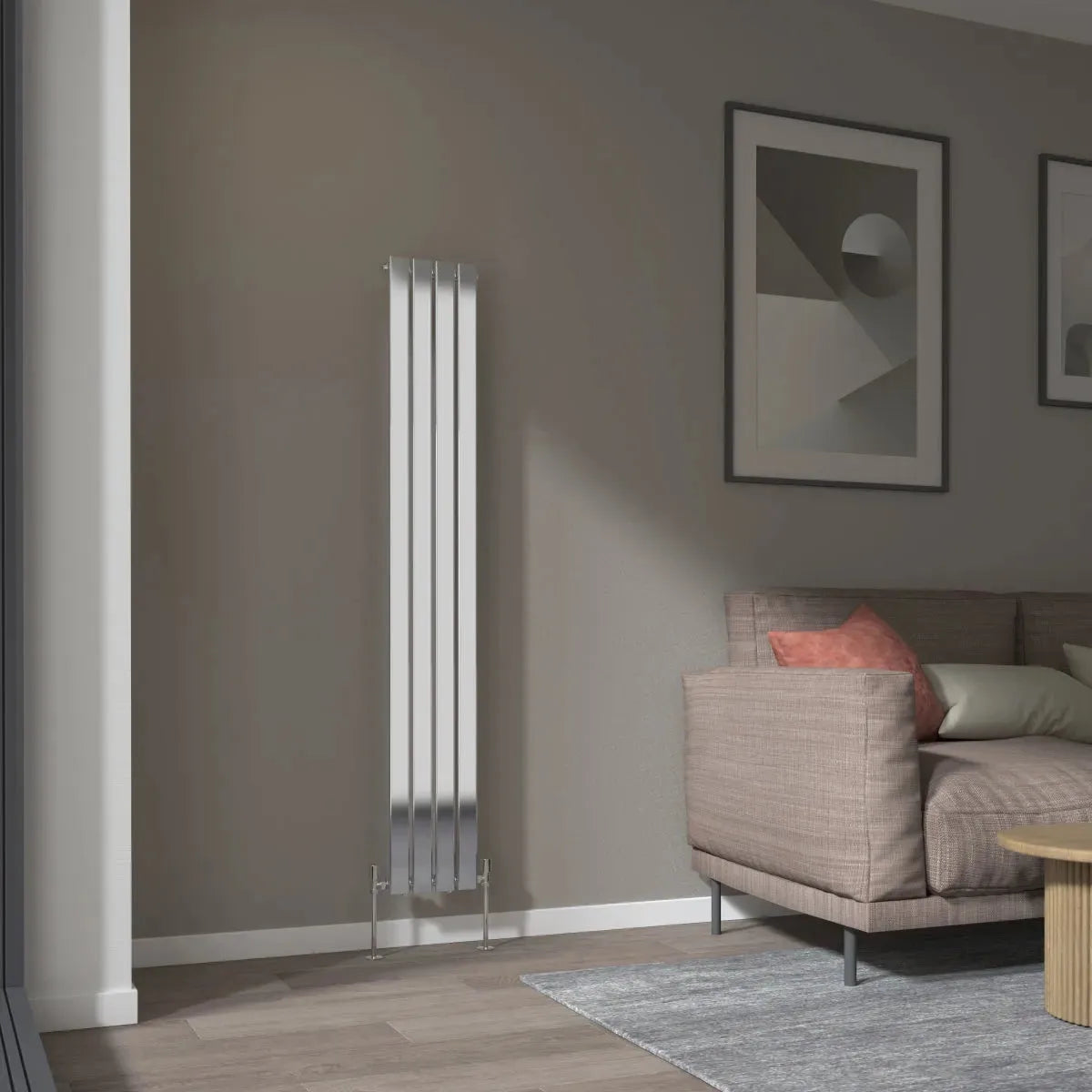 San Remo - Modern vertical flat panel radiator chrome