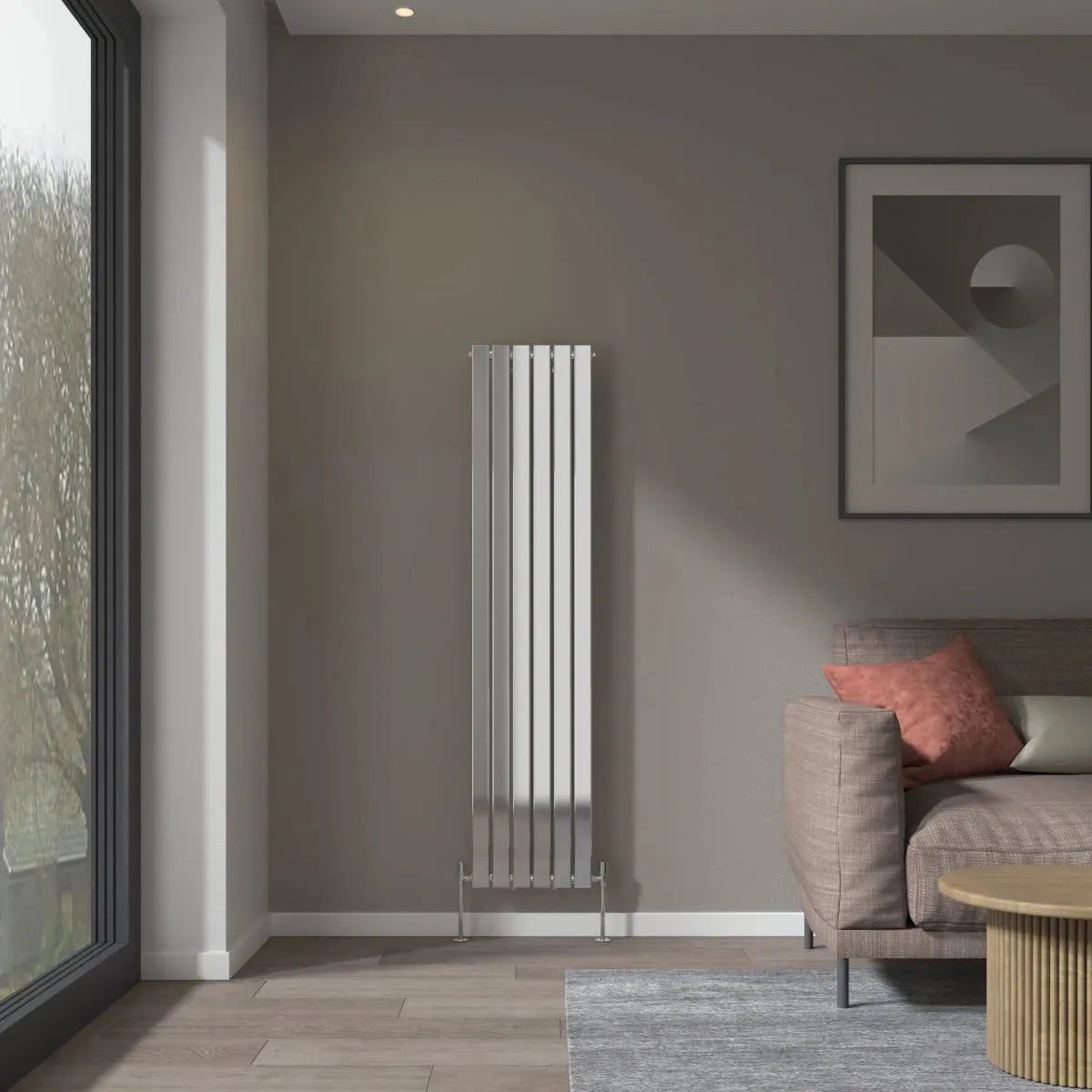 San Remo - Modern vertical flat panel radiator chrome