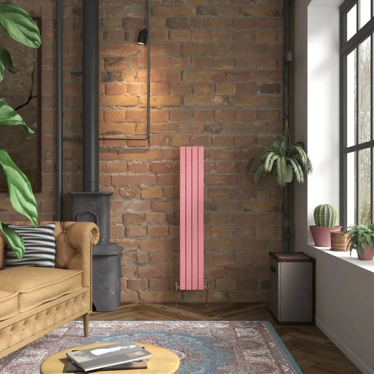 San Remo - Modern vertical flat panel radiator light pink