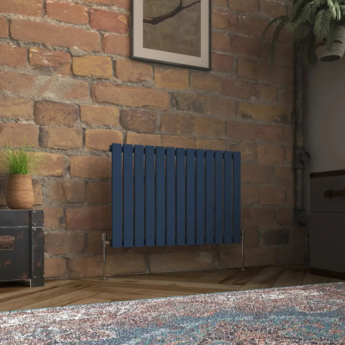 San Remo - Modern horizontal flat panel radiator sapphire blue