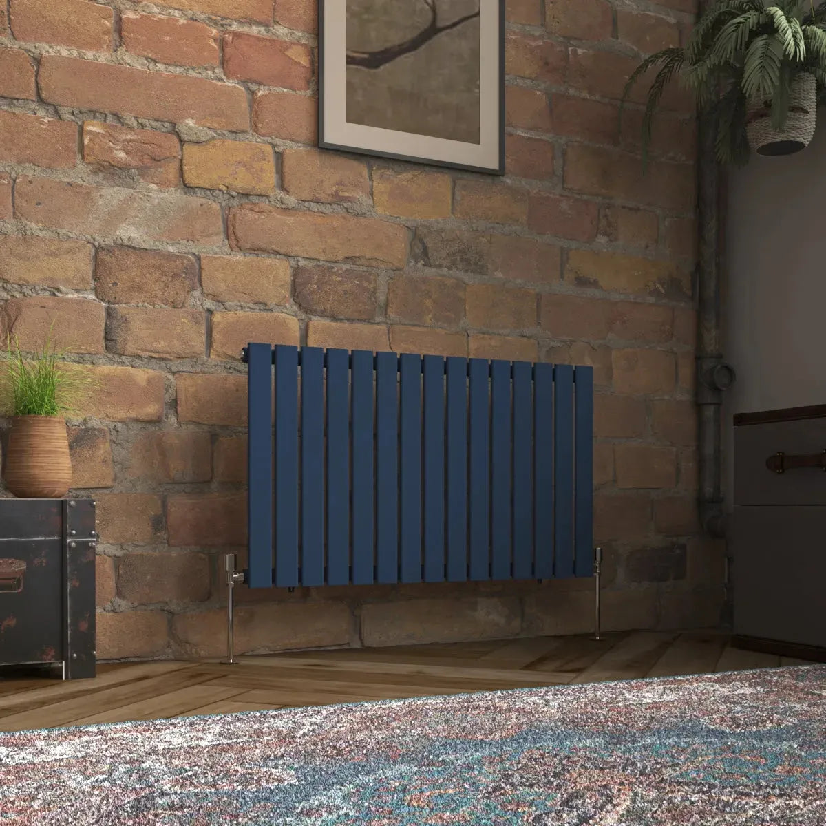 San Remo - Modern horizontal flat panel radiator sapphire blue