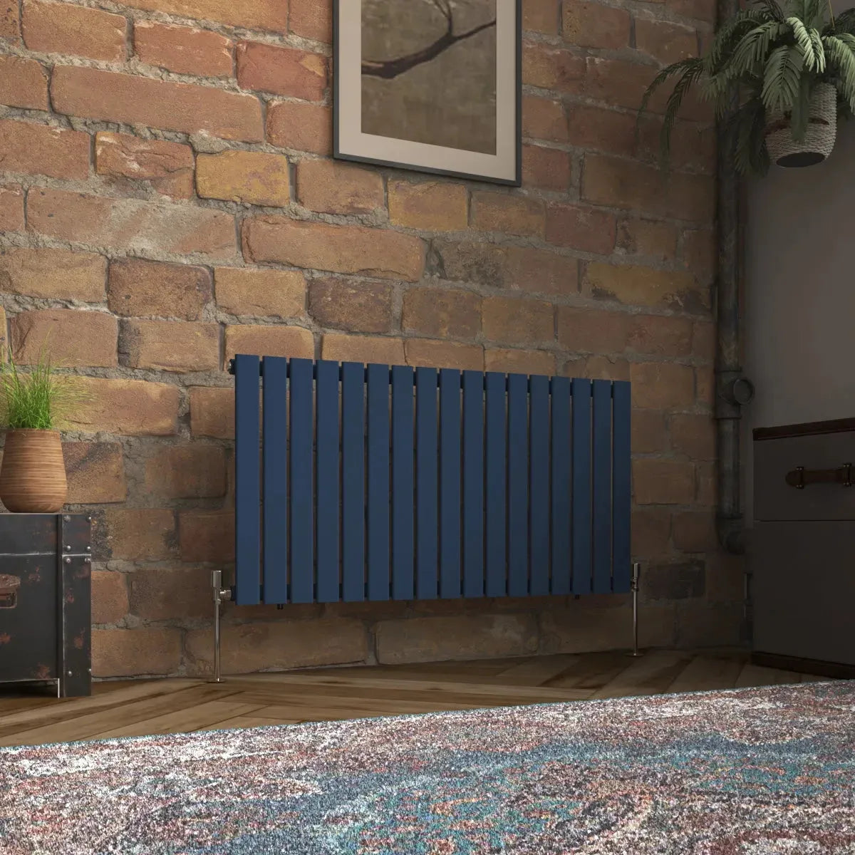 San Remo - Modern horizontal flat panel radiator sapphire blue