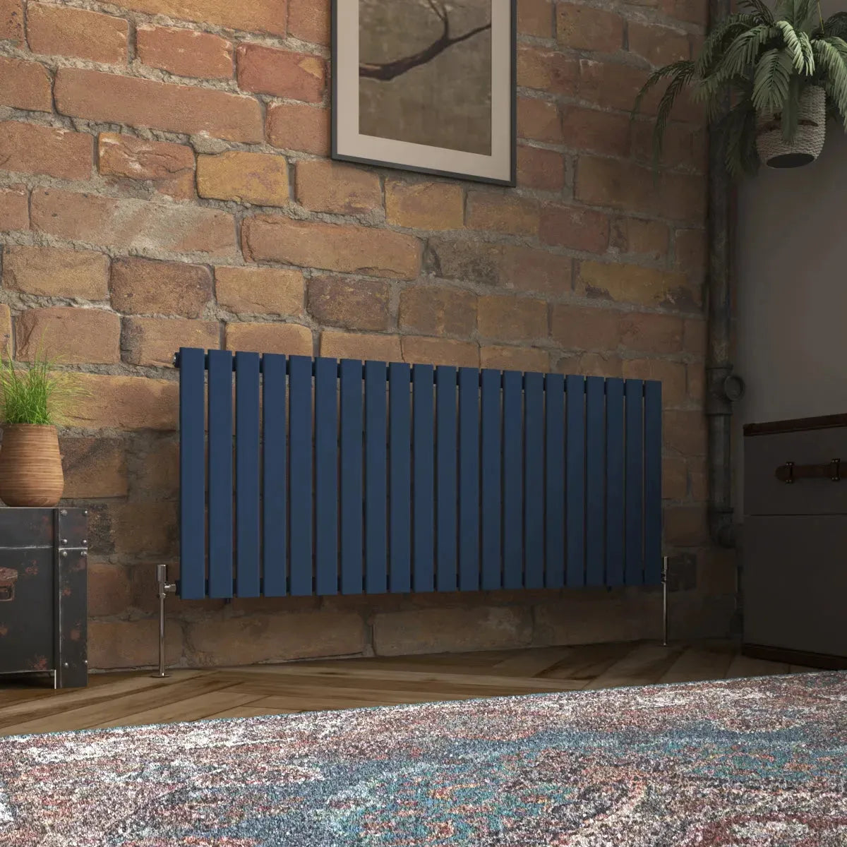 San Remo - Modern horizontal flat panel radiator sapphire blue