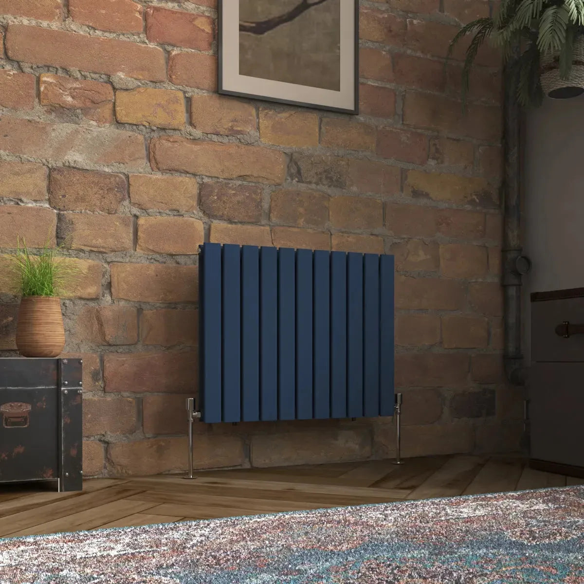 San Remo - Modern horizontal flat panel radiator sapphire blue