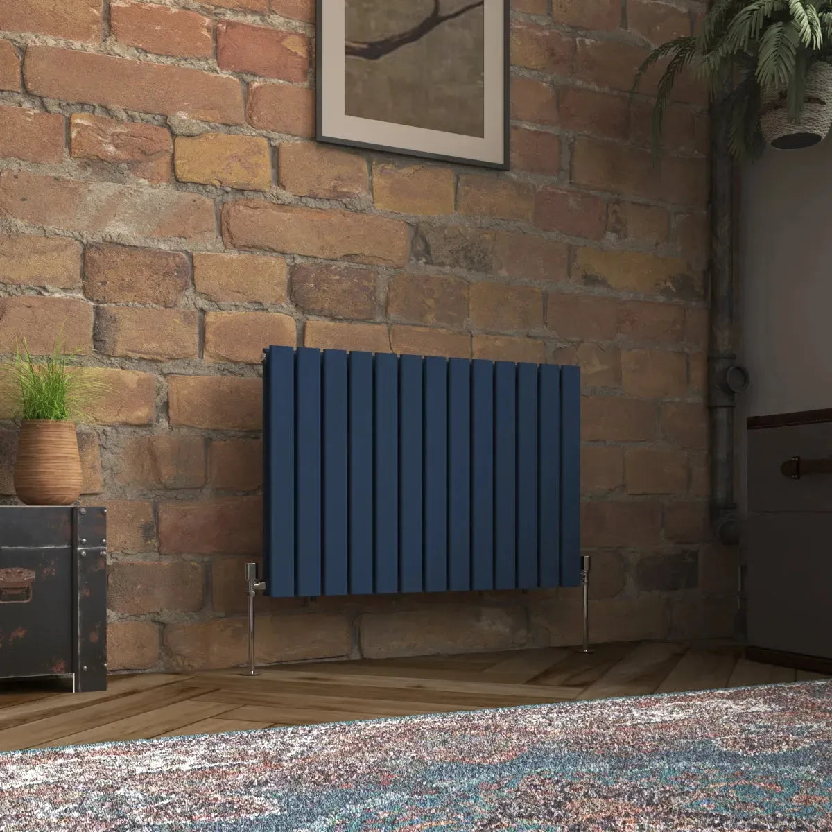 San Remo - Modern horizontal flat panel radiator sapphire blue