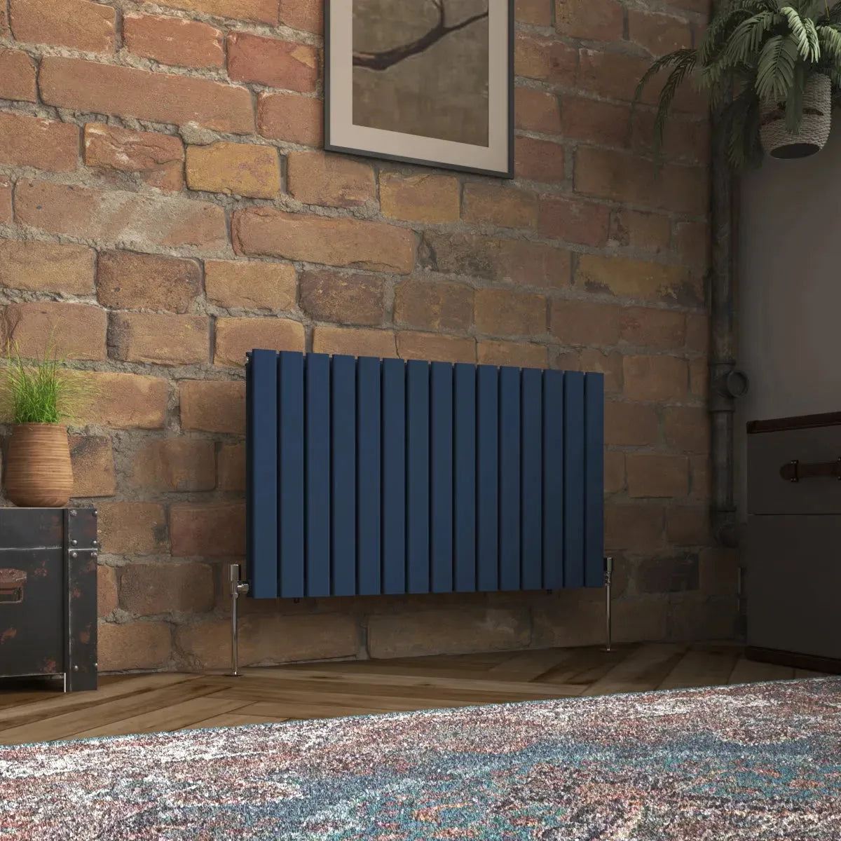 San Remo - Modern horizontal flat panel radiator sapphire blue