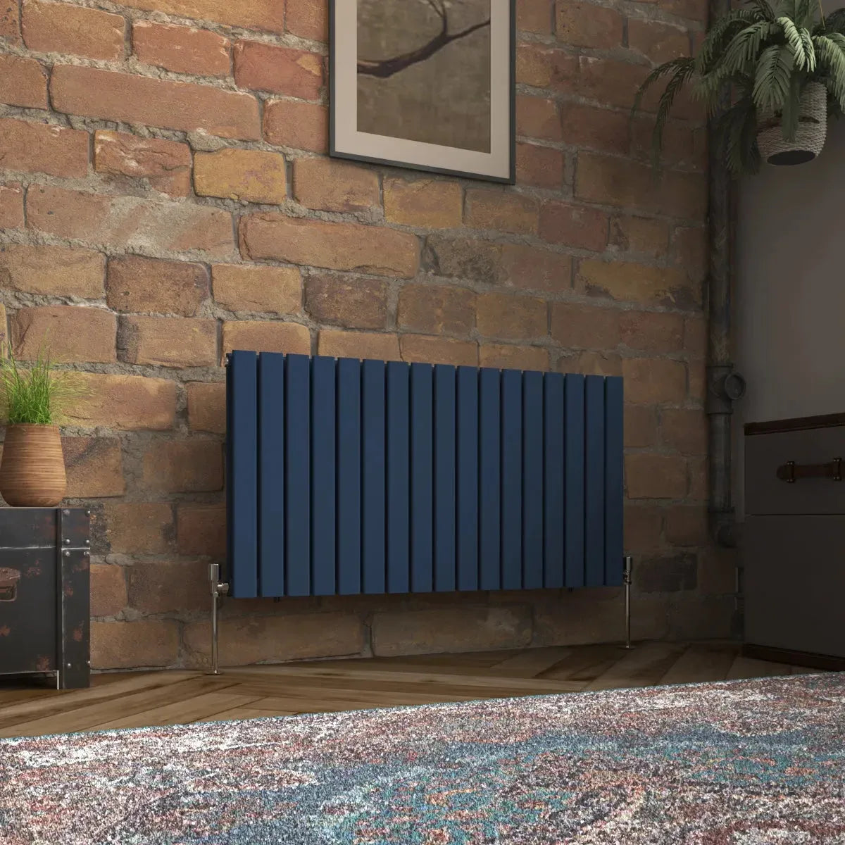 San Remo - Modern horizontal flat panel radiator sapphire blue