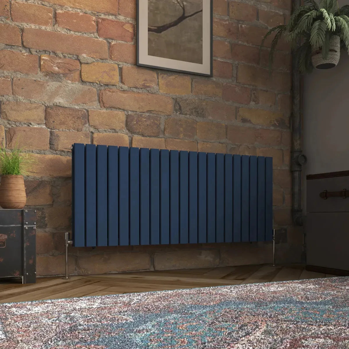 San Remo - Modern horizontal flat panel radiator sapphire blue