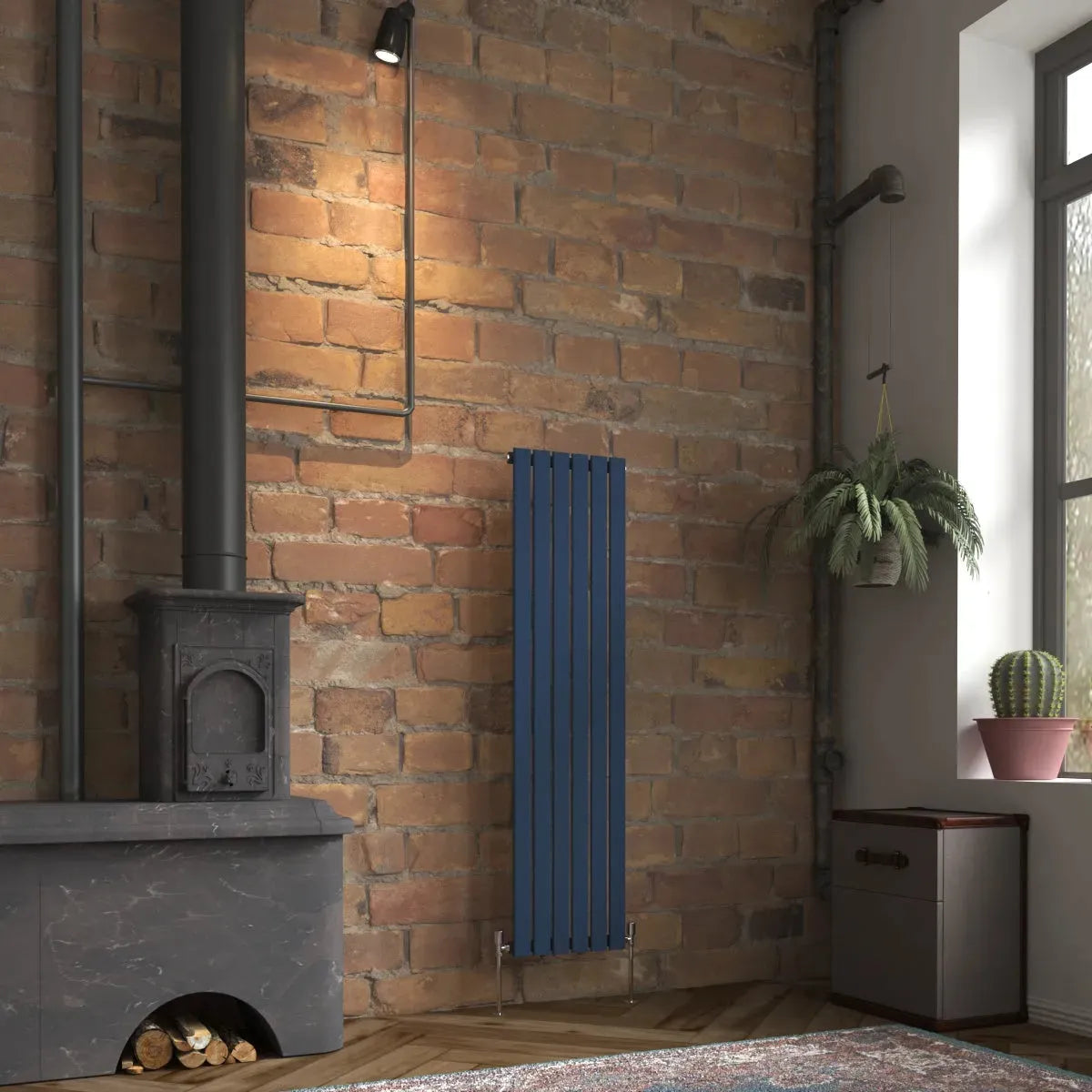 San Remo - Modern vertical flat panel radiator sapphire blue