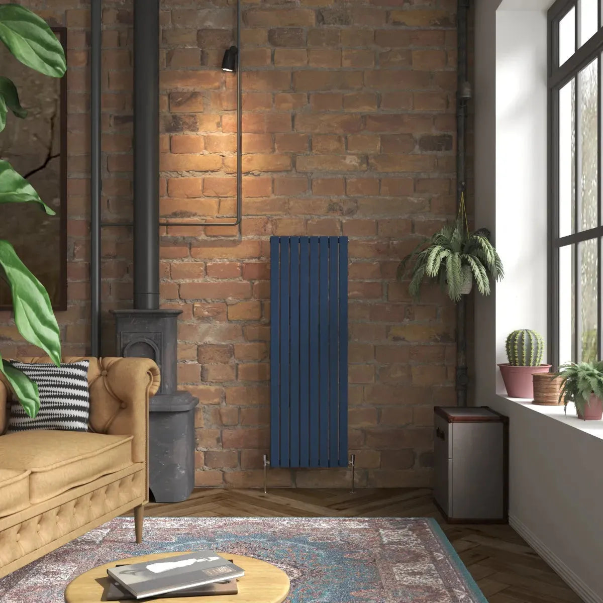 San Remo - Modern vertical flat panel radiator sapphire blue