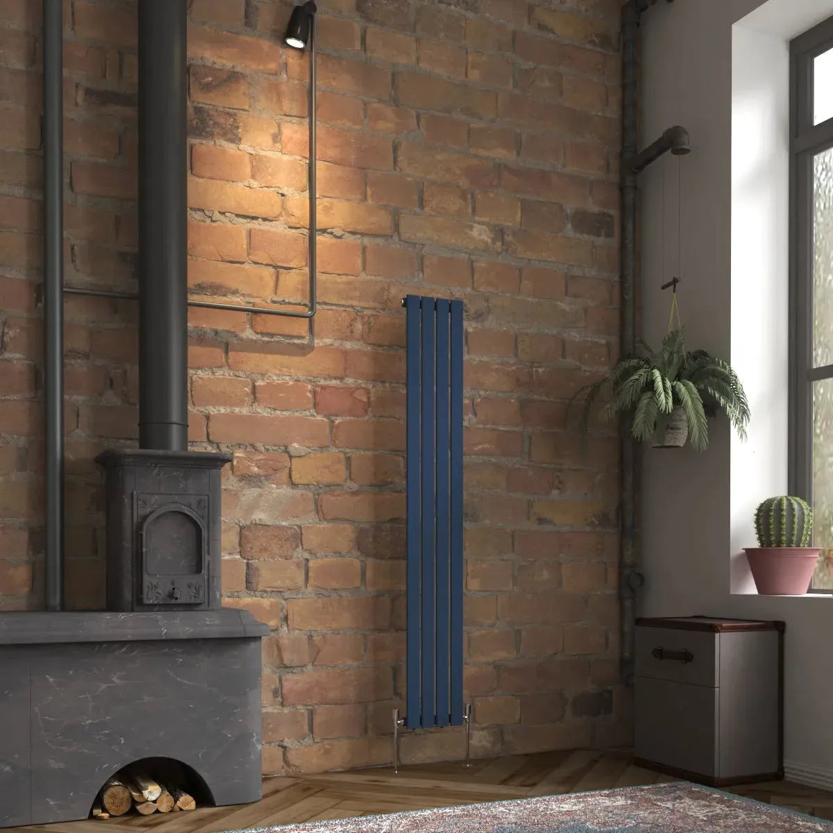 San Remo - Modern vertical flat panel radiator sapphire blue