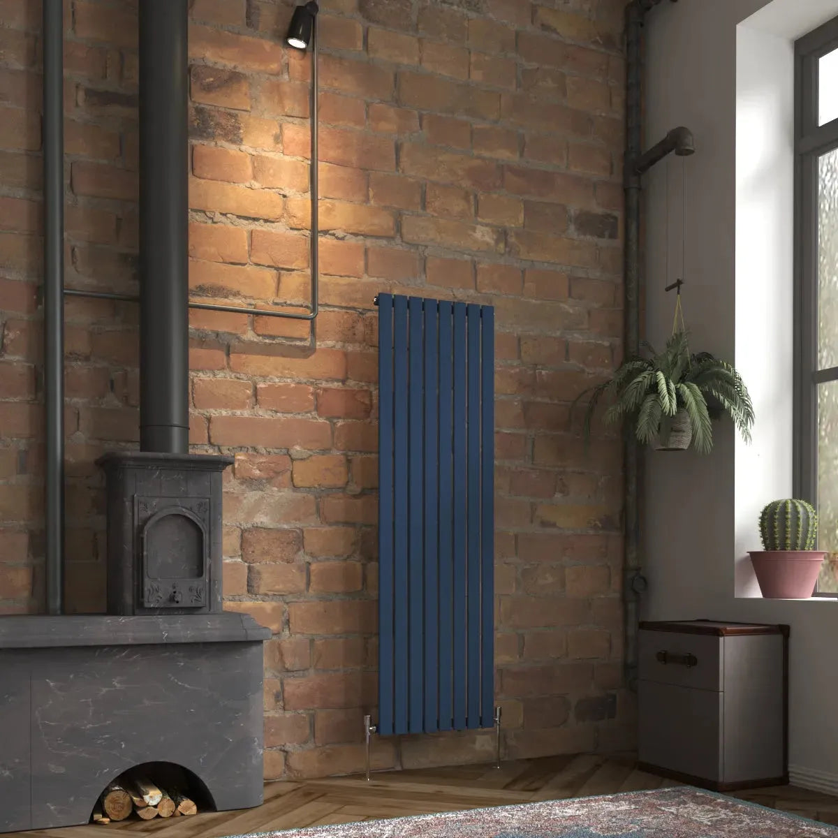 San Remo - Modern vertical flat panel radiator sapphire blue