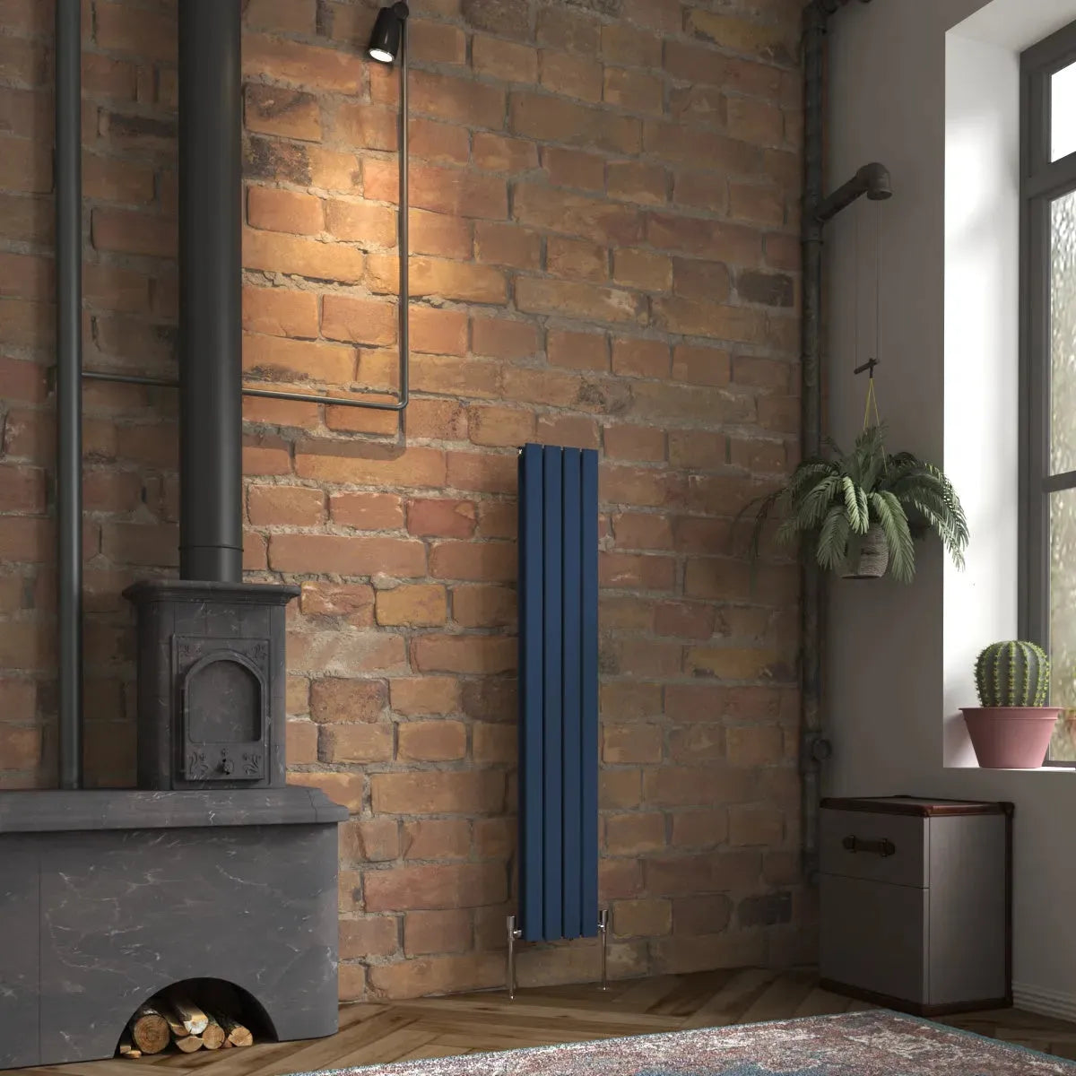 San Remo - Modern vertical flat panel radiator sapphire blue