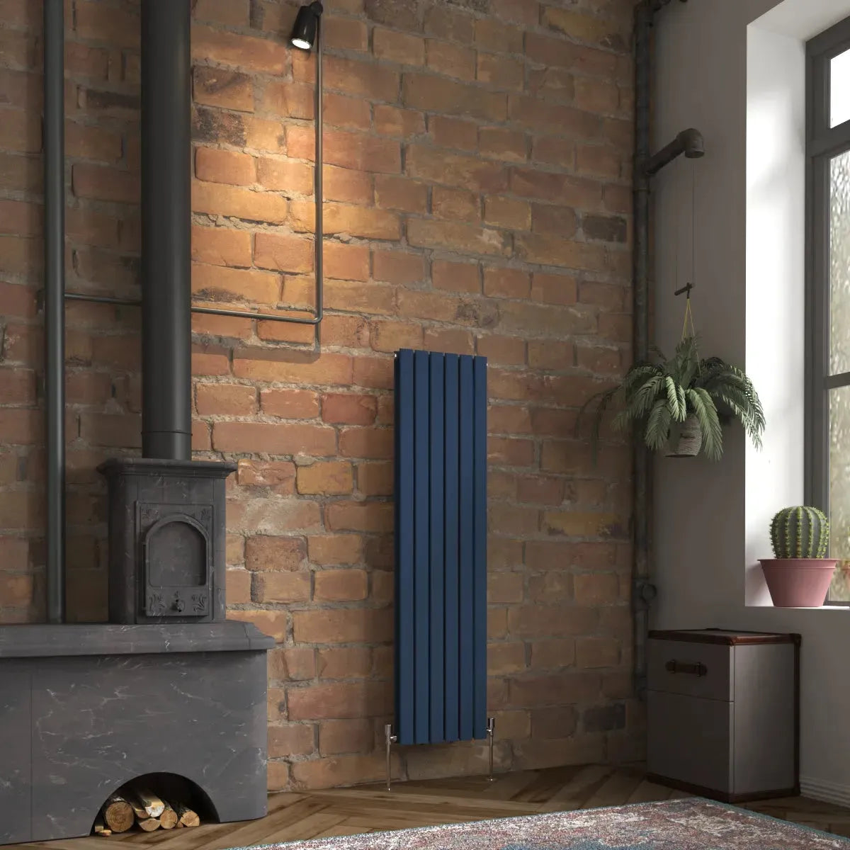 San Remo - Modern vertical flat panel radiator sapphire blue