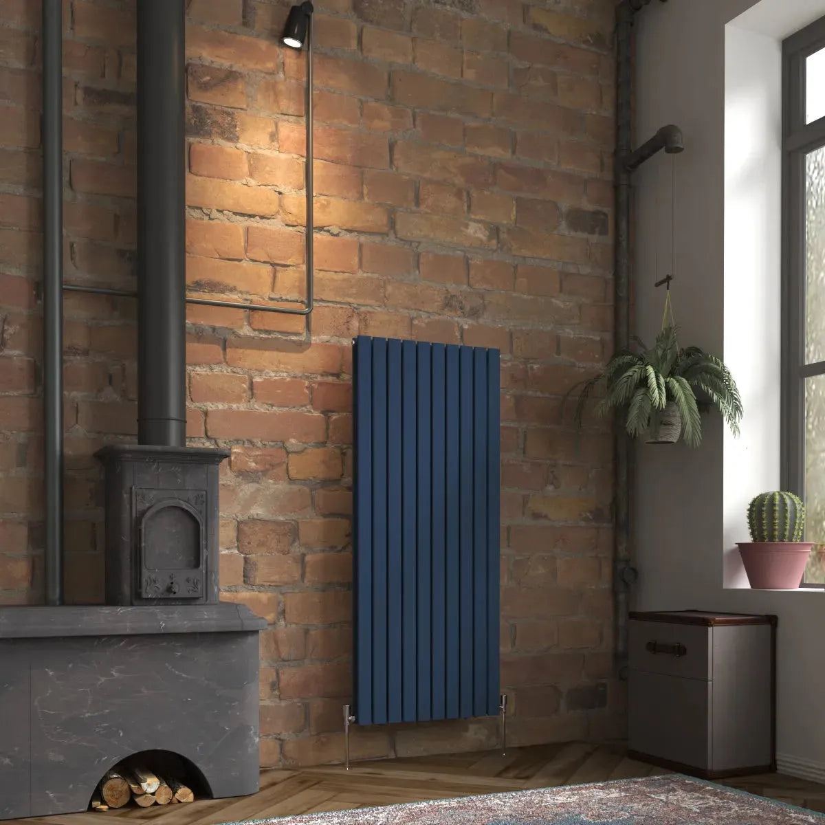 San Remo - Modern vertical flat panel radiator sapphire blue