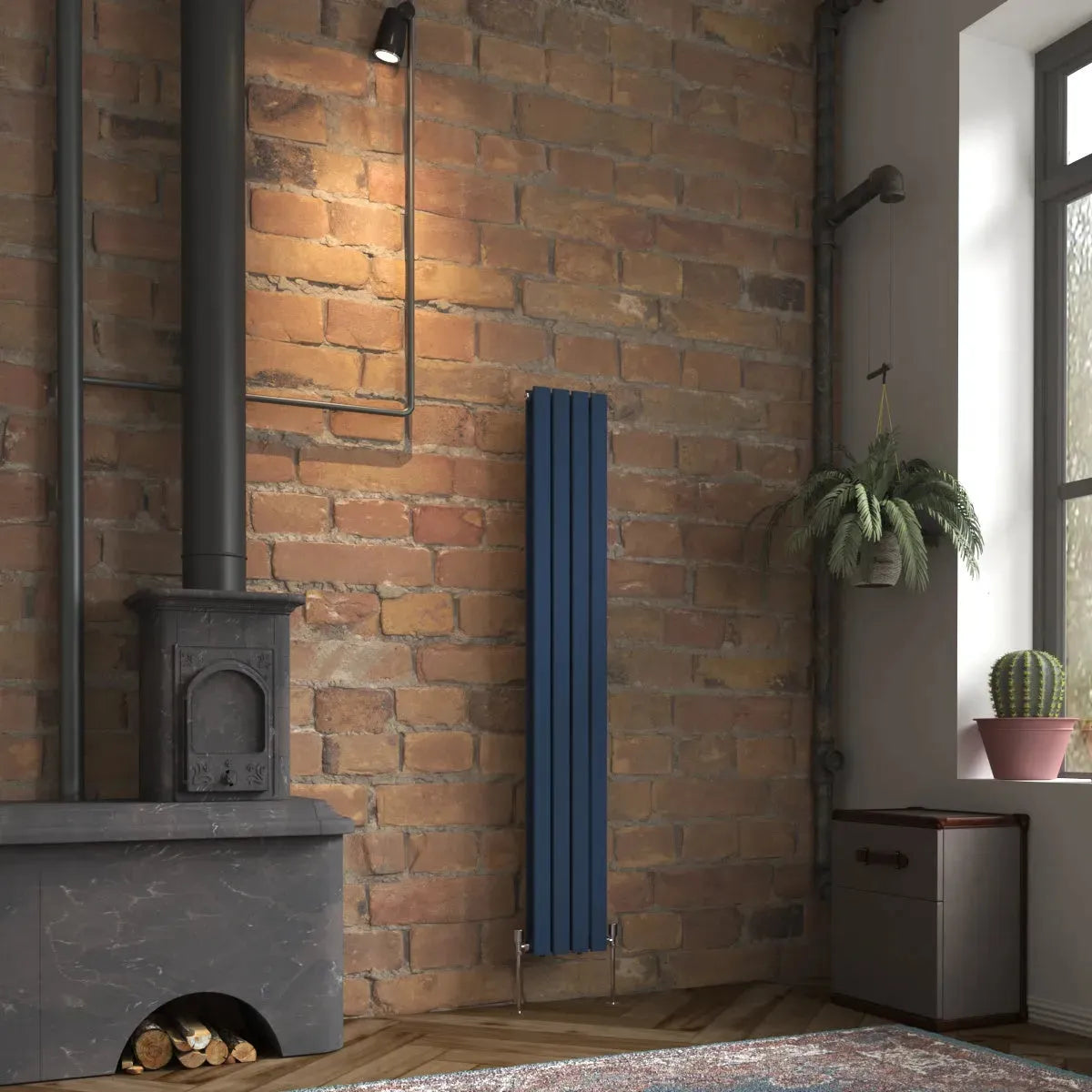 San Remo - Modern vertical flat panel radiator sapphire blue