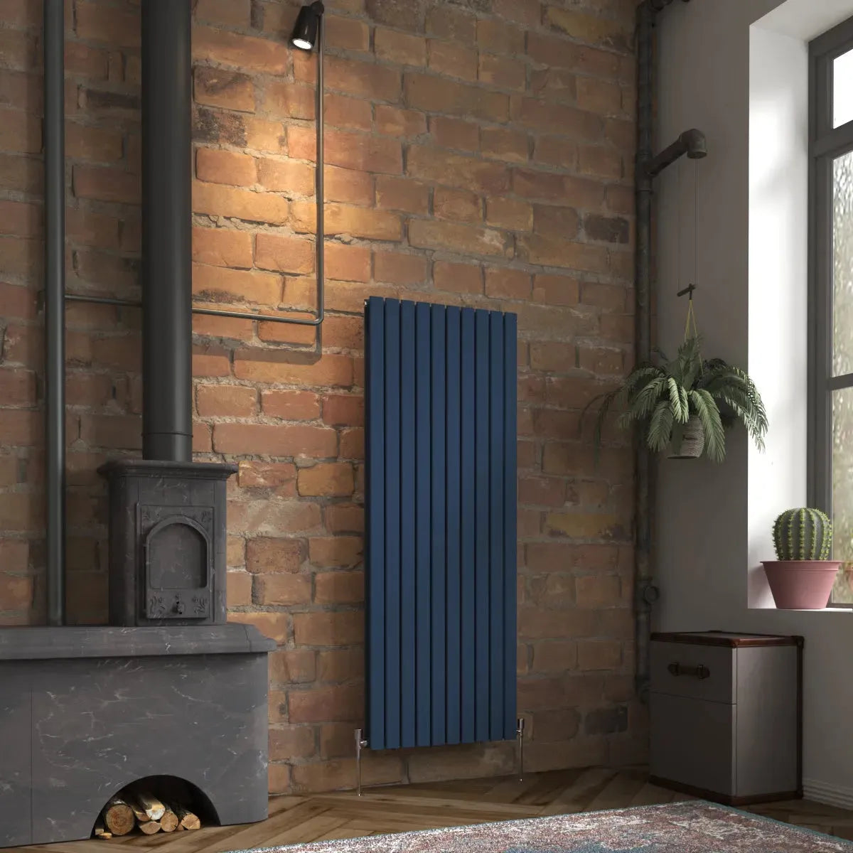 San Remo - Modern vertical flat panel radiator sapphire blue