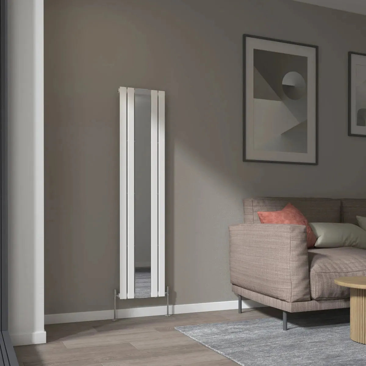 San Remo - Modern vertical flat panel mirror radiator white