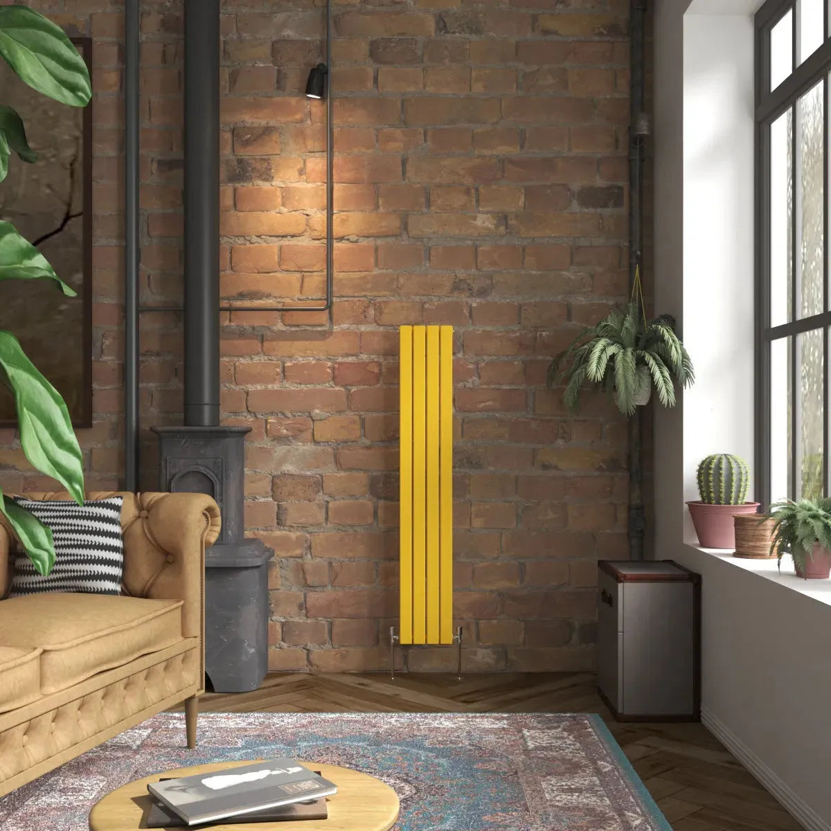 San Remo - Modern vertical flat panel radiator zinc yellow