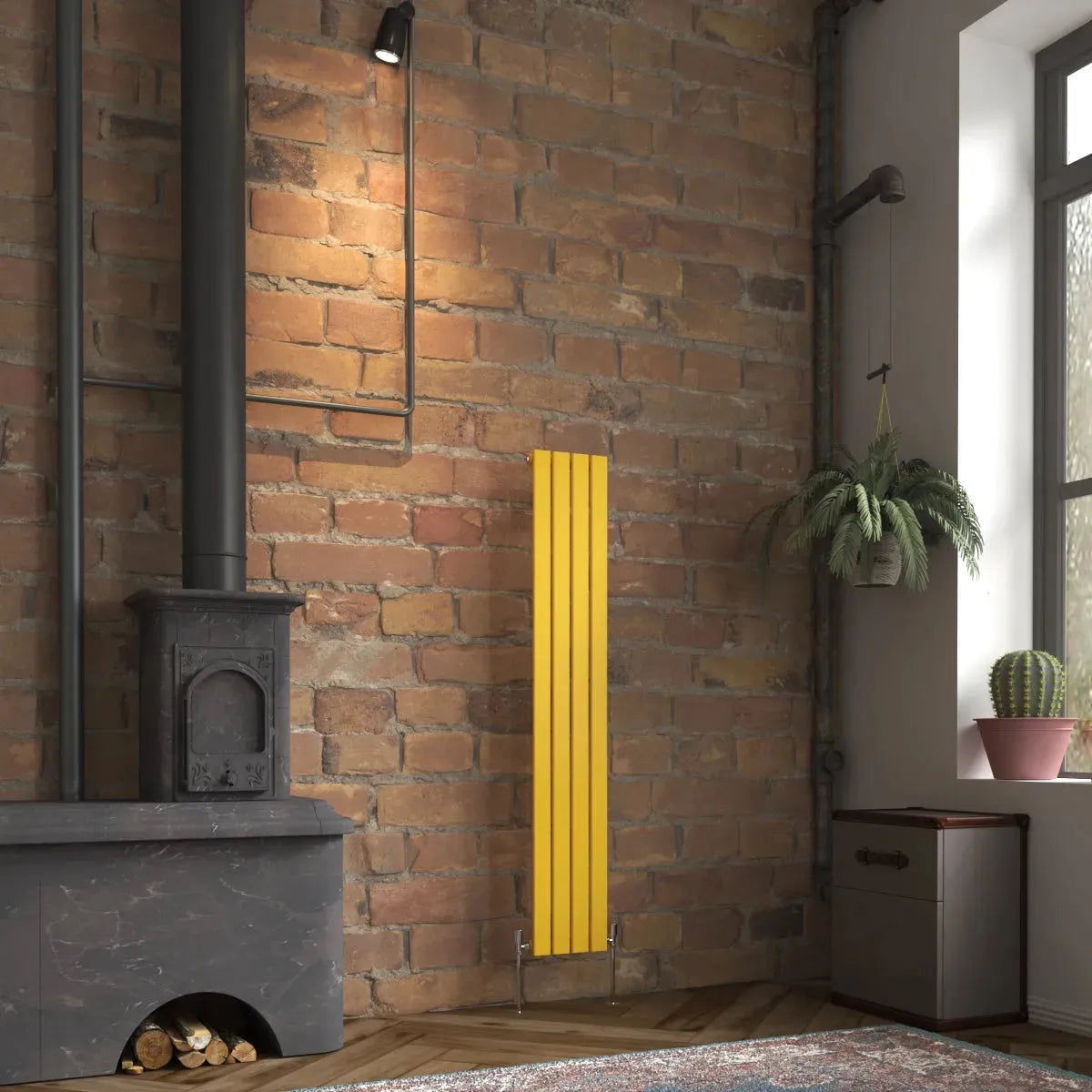 San Remo - Modern vertical flat panel radiator zinc yellow