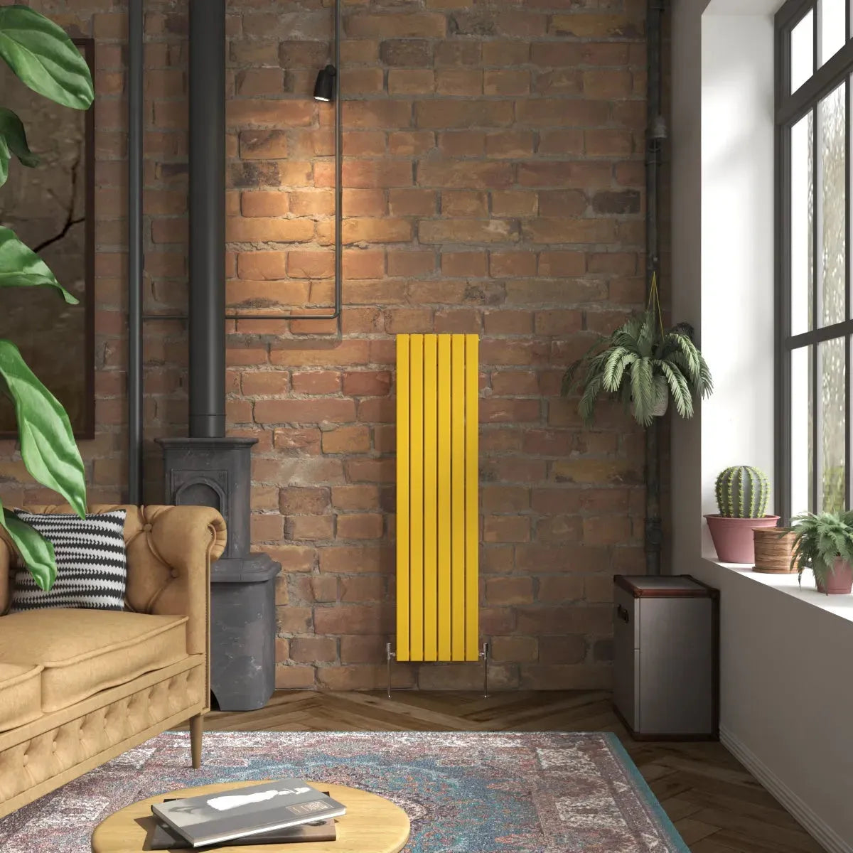 San Remo - Modern vertical flat panel radiator zinc yellow