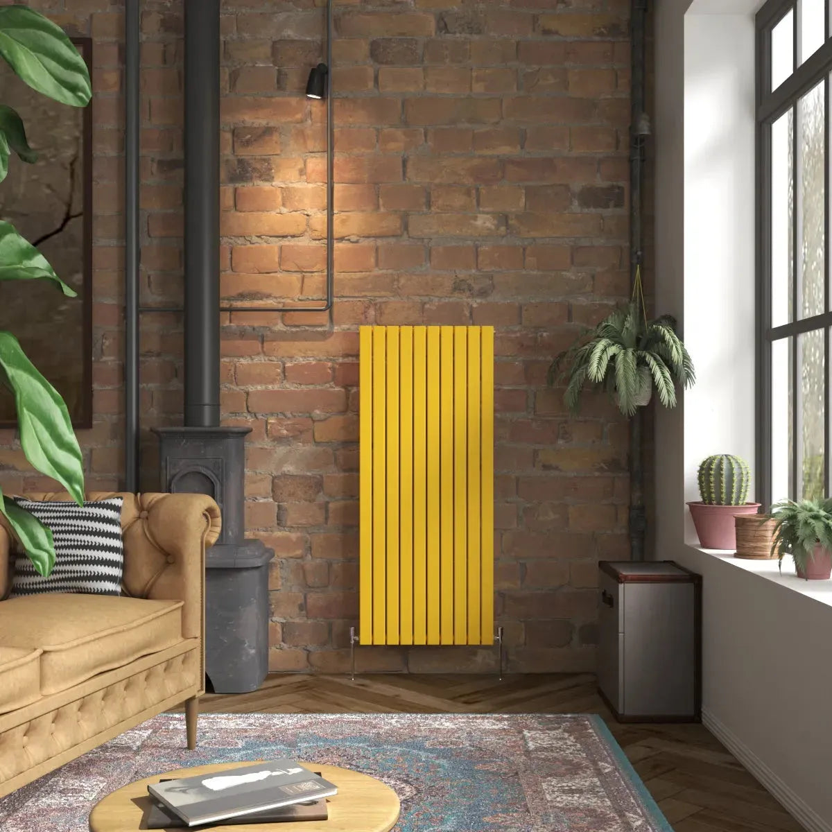 San Remo - Modern vertical flat panel radiator zinc yellow