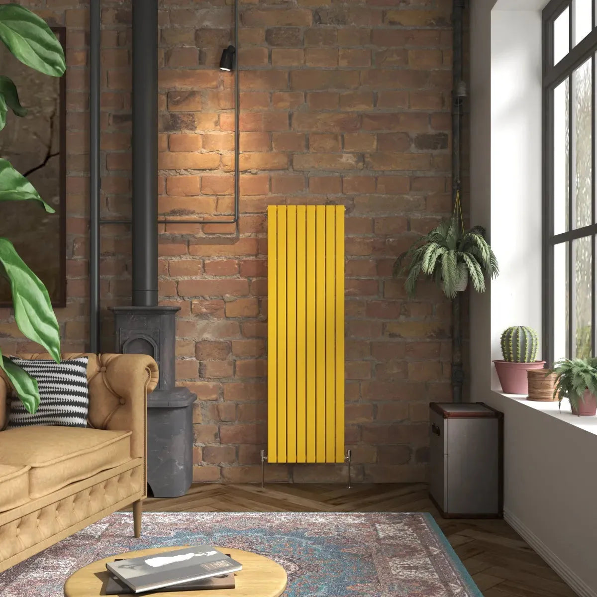 San Remo - Modern vertical flat panel radiator zinc yellow